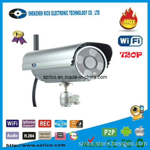 Night Vision P2p H. 264 Outdoor WiFi Waterproof IP Cameras (WO702IP)